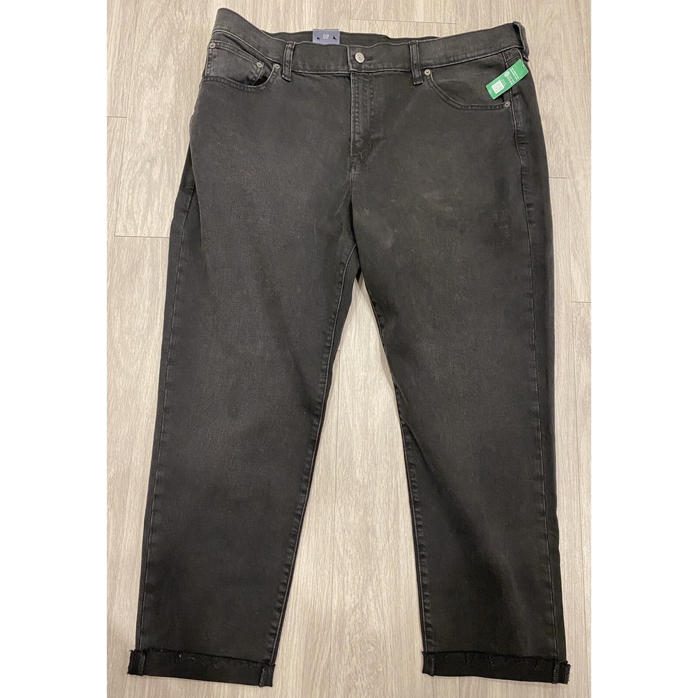 Gap Denim Girlfriend Mid Rise Tapered Low Stretch Black NWT Jeans 34 18R